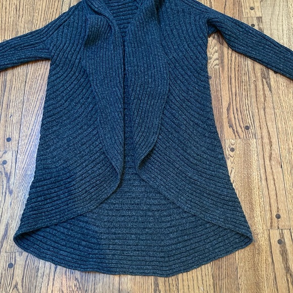 Line sz M medium chunky ribbed long open cardi sweater gray heather - Picture 7 of 10